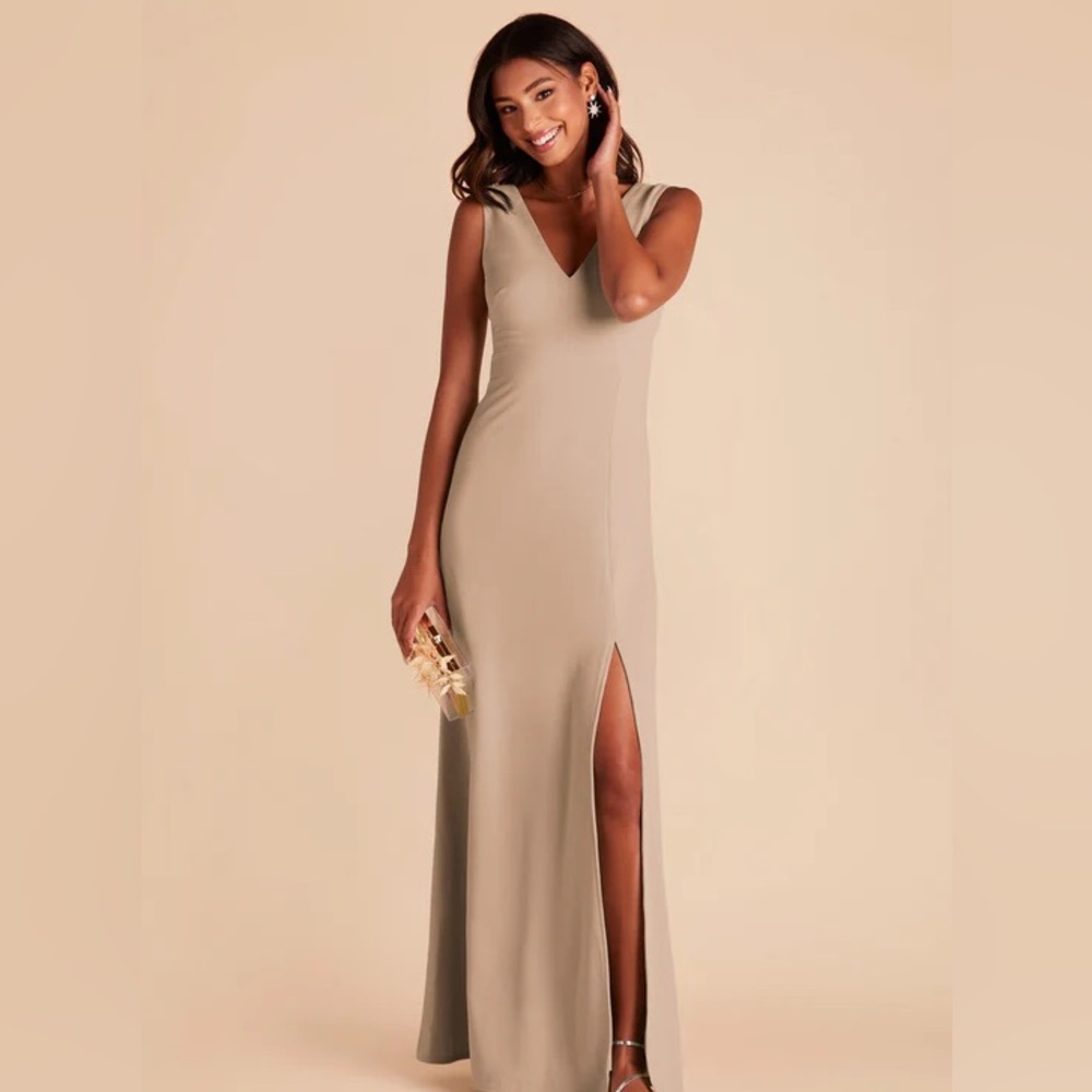Birdy Gray Shamin Dress Crepe TAUPE. Size Medium. Formal/ bridesmaids dress. NWT